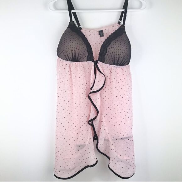 Ambrielle Pink And Black Lace Open Front Lingerie - Picture 1 of 10